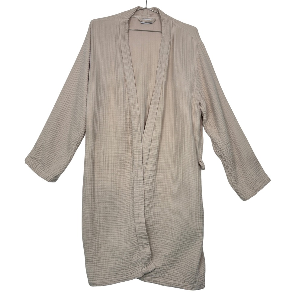Parachute Women Cloud Cotton Robe Large Tan Gauze Waffle Knit Loungewear Sleep